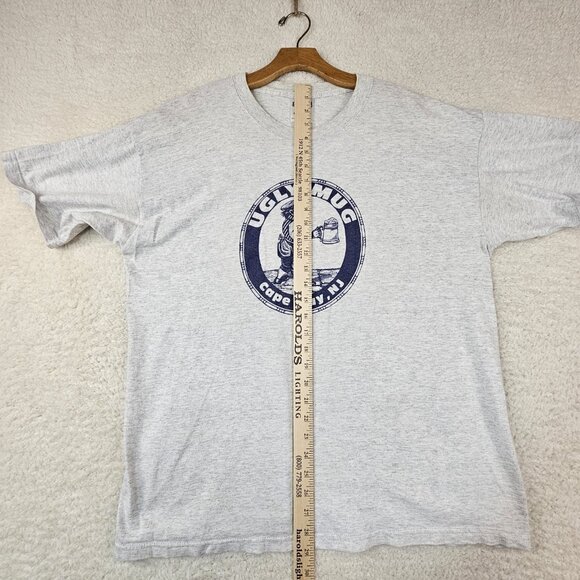 90s Ugly Mug T Shirt Cape May, NJ Gray Mens Large Heavy Cotton Gildan Beer Pub - Picture 4 of 13